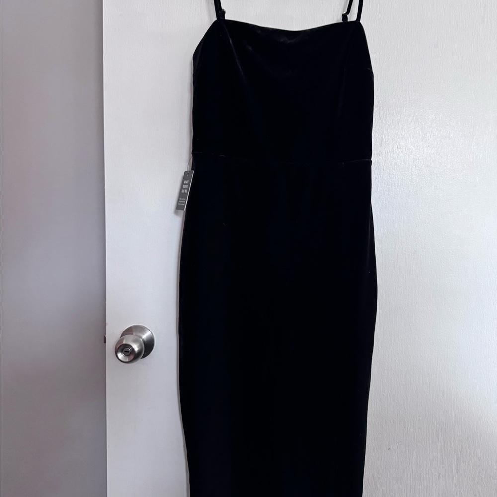 Black velvet little black dress